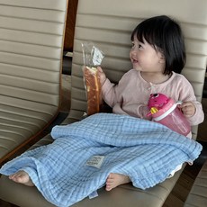 돗투돗 오가닉 6중 거즈 순면 블랭킷 아기담요, 블루 1개