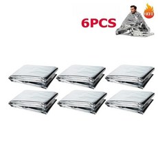 담요 방풍 방수 호일 열 장비 캠핑 야외 처치 군사 키트, 1개, 4. Silver 6PCS