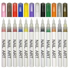 DIY 네일아트 수성 네일펜 마커펜 0.5mm, 1세트, 12색