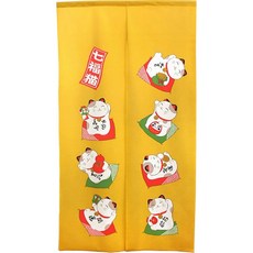 Noren Kobo 노렌코보 개운 칠복 고양이 노렌 가림막 85x150cm