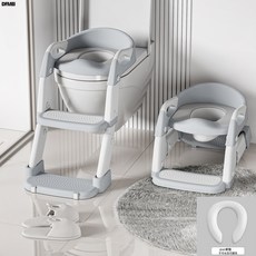 DFMEI 兒童馬桶梯坐便器寶寶 馬桶圈嬰幼兒 寶寶階梯摺疊坐便器, 北歐灰PVC軟墊款:如圖