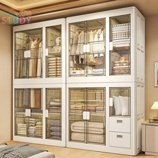 【超強承重】免安裝折疊衣櫃萬能衣櫃長款大衣衣櫥簡易儲物櫃超大衣服收納櫃, 面寬【75CM】2衣櫥,二層板【鯨吞容量/超強承重】