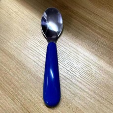 304不鏽鋼食品級兒童叉勺一體便攜可愛短柄調羹寶寶訓練叉勺套裝熱賣中, 男孩至愛深海藍, 1個