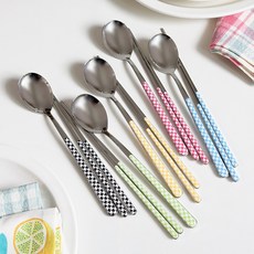 [원키친몰] 이태리 네바 고급 한식 스테인레스 수저세트 5색, 체크 옐로우