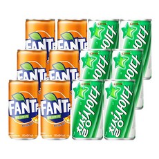 환타 오렌지 + 칠성사이다 미니캔 혼합 12개, 190ml