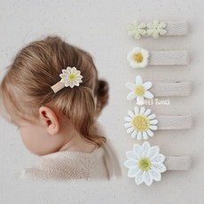 Sweet Twins 小花髮夾五件組 寶寶女童全包布瀏海夾