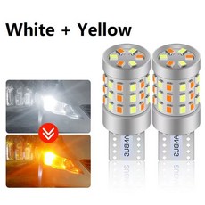 듀얼 T10 Led W5W 전구 9-30V 컬러 Canbus 2016 42SMD 168 194 자동차 웨지 턴 사이드 인테리어 돔 신호 램프, white yellow