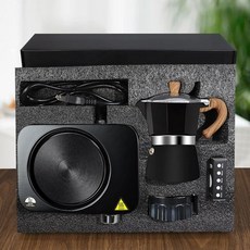 DITOSH 4-in-1 모카포트 에스프레소 세트 전기 스토브 포함 3컵 알루미늄 스토브탑 커피 메이커 퍼컬레이터 이탈리아 클래식 모카 커피 머신 파우더 디스펜서 필터 페, 블랙