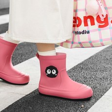 하모리 귀여운 까망이 여성 레인부츠 푹신한 통굽 미끄럼방지 가벼운 패션 장화