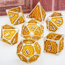 다면체주사위 금속 DND 던전 및 드래곤 RPG 세트 D20 D12 D10 D8 D6, Yellow, 1개