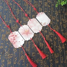 臺灣出貨 創意幼兒園許願卡吊樹卡心願卡懸掛件吊牌兒童開學祝福空白卡片紙, 花澗40張配紅中國結+流蘇, 1個