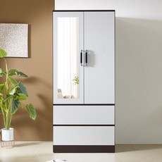 솜씨방가구 라온장롱 거울형 투서랍장, 웬지화이트