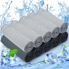 메놀리 10팩 쿨링 타월 목과 얼굴을 위한 땀 극세사 부드러운 통기성 헬스 요가 캠핑 러닝 피트니스 운동 더 많은 활동 32x12, 10 Pack (Grey/Black)