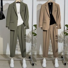 FINE ART 남자 오버핏 정장세트 캐주얼 정장 자켓 정장 바지 상하세트 빅사이즈 양복 면접복 투피스 데일리