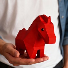 복을 부르는 붉은 말 장식 인형 오브제 풍수 인테리어 소품, 1개, 레드호스 소형 선물 상자