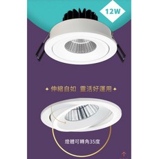 舞光 DANCELIGHT LED崁燈 高演色可調角度黑鑽石崁燈 防眩COB全電壓, 1個, 12W9.5cm,白光6000k