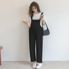 캐주얼 임산부 멜빵 바지 와이드 팬츠 임부복 ang+68629Bk