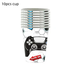 130220cm 블랙 비디오 게임 테이블보 파티 용품 네온 발광 커버 생일 장식, 03 Cup 10pcs