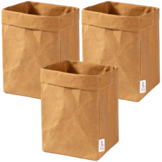 데일리쁘띠 페이퍼백 냉장고 정리 크라프트 다용도 바구니, 3개, 브라운