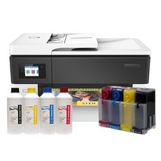 HP 오피스젯 프로 7720 A3팩스복합기 / 1400ml 무한잉크공급기 / A3인쇄 / A4양면인쇄 / A4복사 / A4스캔 / 유무선 네트워크, 리필잉크 4색 500ml (BK+Y+C+M) 2L