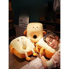 토스트 식빵 손넣는 베개 손목 얼굴 엎드리는 낮잠 책상 꿀잠 쿠션 사무실, 멍한 식빵 + 갈색 담요, 30x28cm + 담요 11.7m