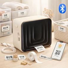 SOTCAR 라벨프린터 네임 라벨기 가정용 휴대용 미니 라벨스티커 프린터 (스티커 라벨지 x 1), 1개, 그림화이트