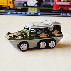 郵輪迴力玩具車 1:64 水陸兩用車 輪船汽車 合金車 玩具小汽車, 迷彩綠, 1個