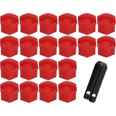 20개 세트 러그 너트 커버 볼트 캡 자동차 허브 나사 보호구 및 제거 도구 포함 21mm 내부 육각형 휠 더스트 장식용 차량 액세서리 범용 레드 USA, Red