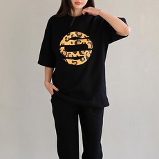 SOON2DLE 女款豹紋印花短袖T恤+長褲運動套裝