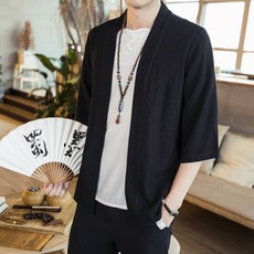 【國風雅韻】男士漢服 道袍 棉麻開衫 中國風男裝 禪意茶服 七分袖襯衫 純色寬鬆 夏季薄款 儒雅日常穿搭