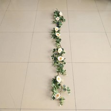 인공 장미 덩굴 가랜드 벽 파이프 에어컨용 홈 데코 인조 꽃 식물, 1개, 2. Champagne180CM152g