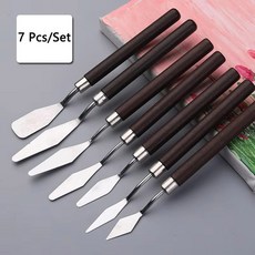 스테인레스 주걱 미술 귀여운 아티스트 그리기 도구 케이크 용품 스틸 유화 편지지 베이킹 그림, 7 PCS