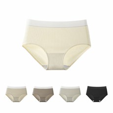 윙크핑크 여성 아웃밴드 소프트골지 미디팬티 5종세트