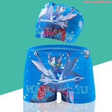 新款奧特曼卡通兒童泳褲 男孩女孩平腳四角泳褲 小中童泳裝沙灘褲