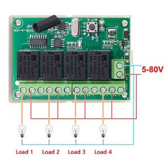 범용 무선 원격 리모컨 릴레이 12V 조명용 컨트롤러 36V AC 전동, 5 80V 수신기 하나, 1개