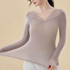 레이스 여성 내복 티셔츠 겨울 보온 여자 내의 상의