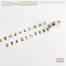 津和生活 紙膠帶 可愛簡約ins風手帳裝飾貼, 1個, #34