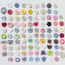 고광택 부드럽고 사랑스러운 크림톤 감성 DIY 버튼 수제 재료 단추 40개 세트, 1세트, 혼합