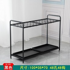 賣場新品雨傘架雨傘收納架雨傘置物架傘架家用雨傘架辦公室雨傘架創意雨傘架酒店大堂家用鐵藝傘筒雨傘桶收納桶落地式放傘架子, 48孔48鉤黑色（調節腳墊）, 1個