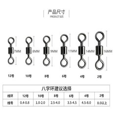 不鏽鋼八字環 釣魚配件 強力轉環, 1個, -強力8字環 10枚 -,-2號 長約17毫米 -