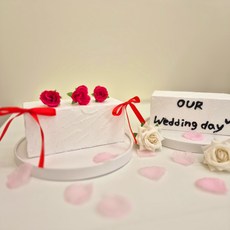 레브리 모형 케이크 웨딩 촬영 브라이덜 샤워 소품 만들기 DIY 꽃 리본 크림클레이 생일 타입 C, 1개