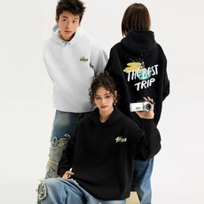 FONOW 남녀공용 심플 최고의 여행 커플룩 후드티