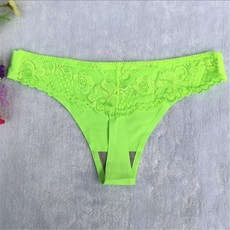 說實話 冰絲無痕丁字褲 性感蕾絲女內褲, 亮綠,均碼