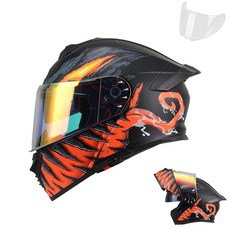 Uchoose Modular 오토바이 헬멧 듀얼 바이저 DOT 플립 업 풀 페이스 스트리트 더트 바이크 ATV 오프로드 모토크로스 헬멧(레드-블랙 베노 XXL), X-Large, Red-Black Veno