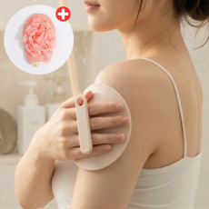 로젠스 부드러운 실리콘 무통증 때밀이패드 풍성한 거품 샤워장갑 2종, 2개, 1개입, 핑크