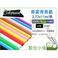 數位小兔 Colortone 加麗牌 #01 純白 2.72mX11m 專業背景紙 白色不反光攝影背景布，適用於人像及商品拍攝, 1個