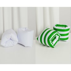 JH 성인용 암튜브 수영보조용품, 1개, 화이트+그린 스트라이프 4p