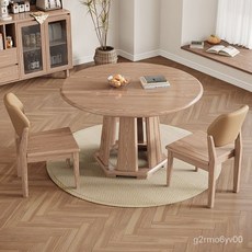 北歐風白蠟木實木圓桌小戶型餐桌椅組閤簡約飯桌家用圓形餐桌, FAS級白蠟木【十年質保】,1.5米餐桌+10椅+轉盤