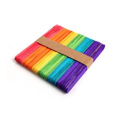 나무스틱 50개x2봉 칼라하드바 칼라나무스틱 공예용스틱 아이스크림스틱, 100개, 칼라스틱-중형