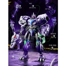 공룡변신로봇 티라노사우루스 어린이 장난감 변신로봇장난감 창의력 발달 작동완구 크리스마스 선물 추천 대형 로봇 피규어 초등학생 선호 인기 아이템, 1개, 이중 형태 + 무기 세트 - 티라노